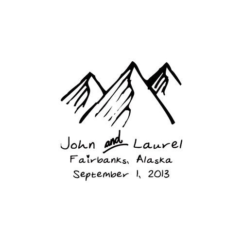 Rustic Wedding themed custom rubber stamp mountains save the date stamp