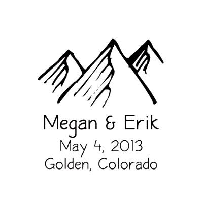 Rustic Wedding themed custom rubber stamp mountains save the date stamp
