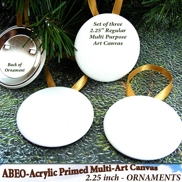 ABEO-(3)-2.25inch.. REGULAR Canvas ORNAMENTS Set of Three