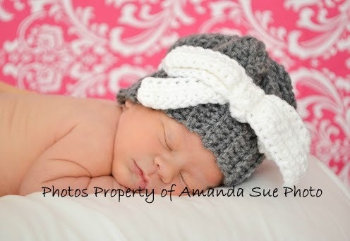 Pattern for a Crochet Romantic Bow Hat for Baby Infant  Photo Prop PDF