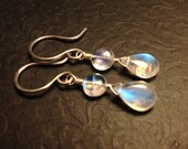 Rainbow Moonstone Sterling Silver gemstone dangle earrings