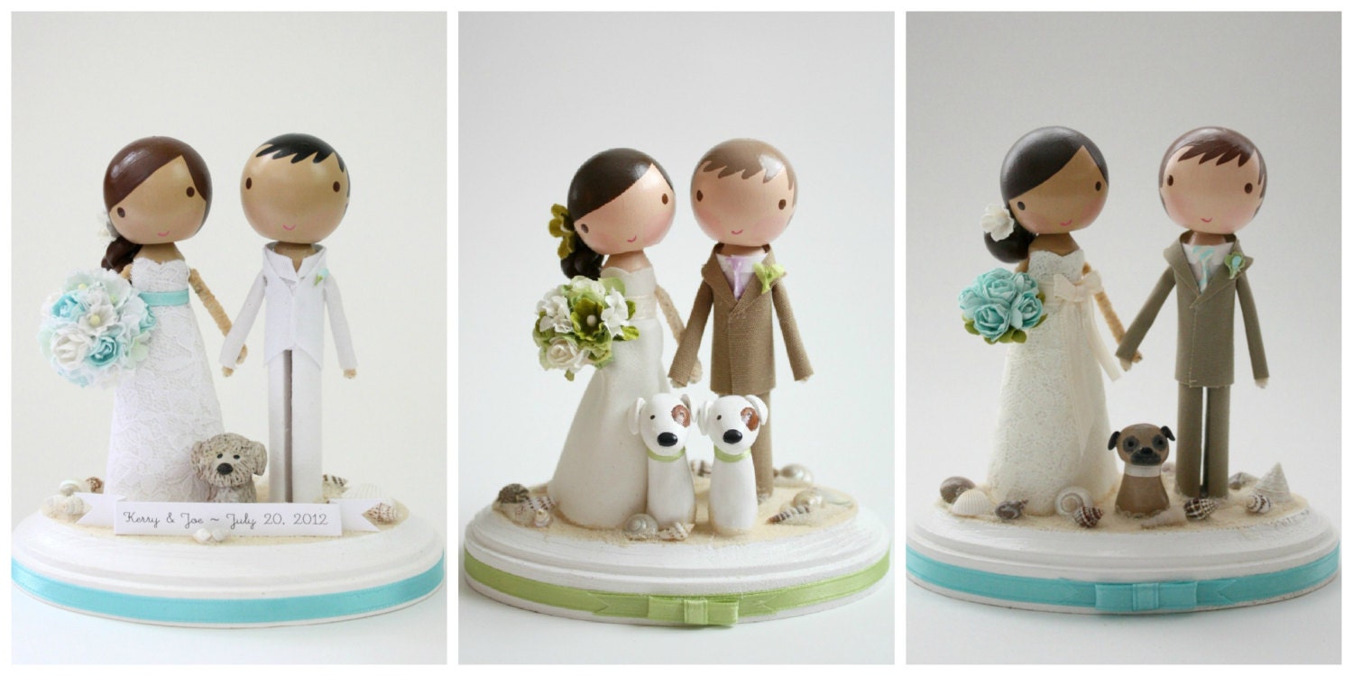 custom wedding cake topper - beach theme