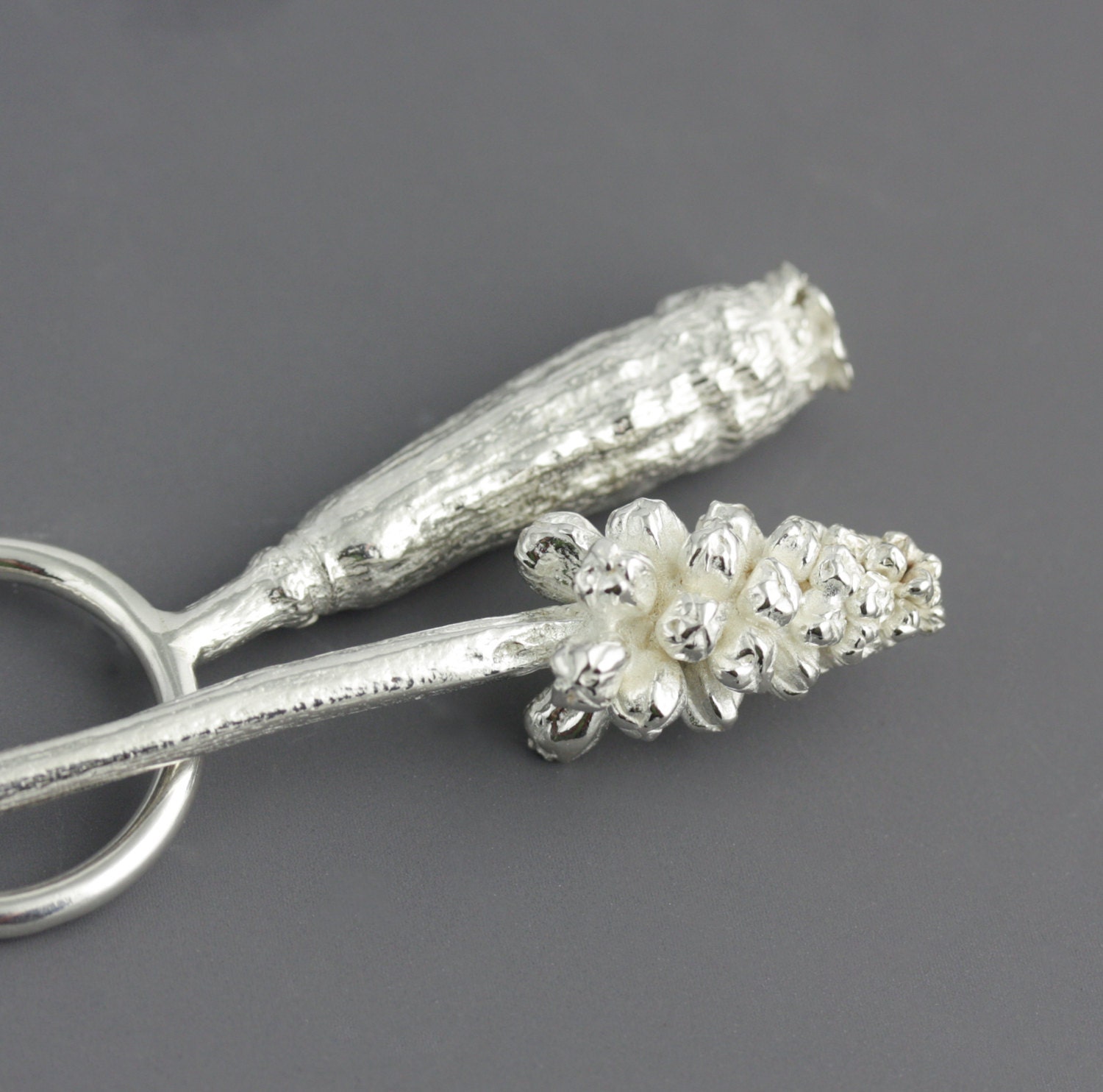 Botanical Ring Set - Flower Ring Duo - Two Silver Nature Rings - Silver Twig Rings - Natural Organic Silver Ring - Size 6.5 - READY TO SHIP