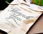 Brown Paper Thank You Bags - Wedding Favor  Bag - Thank You with Custom Names - One Bag