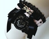 Blush-Nude Satin-Vintage Black Lace Garter-Limited Edition of 2