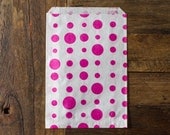 100 polka dot bags - 5 X 7 - candy, treat, or gift - pink and white