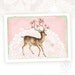 Deer, Greeting Card, Love, Birthday Card, Mint Green, Lace Doily, Pink Roses, Shabby Chic, Antlers, Heart