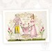 Jane Austen, High Tea, Greeting Card, Regency Couple, Valentine Card, Vintage Rose Wallpaper, Teacup, Pink, Tulips