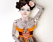 Victorian Tattooed Gal Paper Puppet Doll