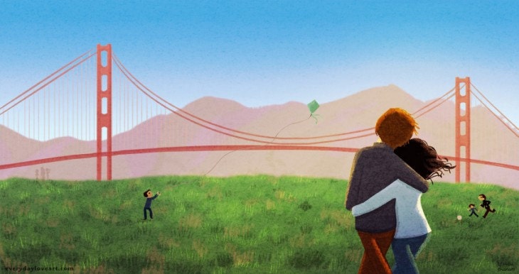 San Francisco Art, Golden Gate Art, California, Wall Decor - "Crissy Field" - Art Print 13x19