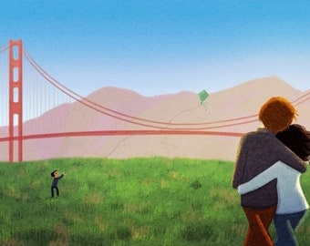 San Francisco Art, Golden Gate Art, California, Wall Decor - "Crissy Field" - Art Print 13x19