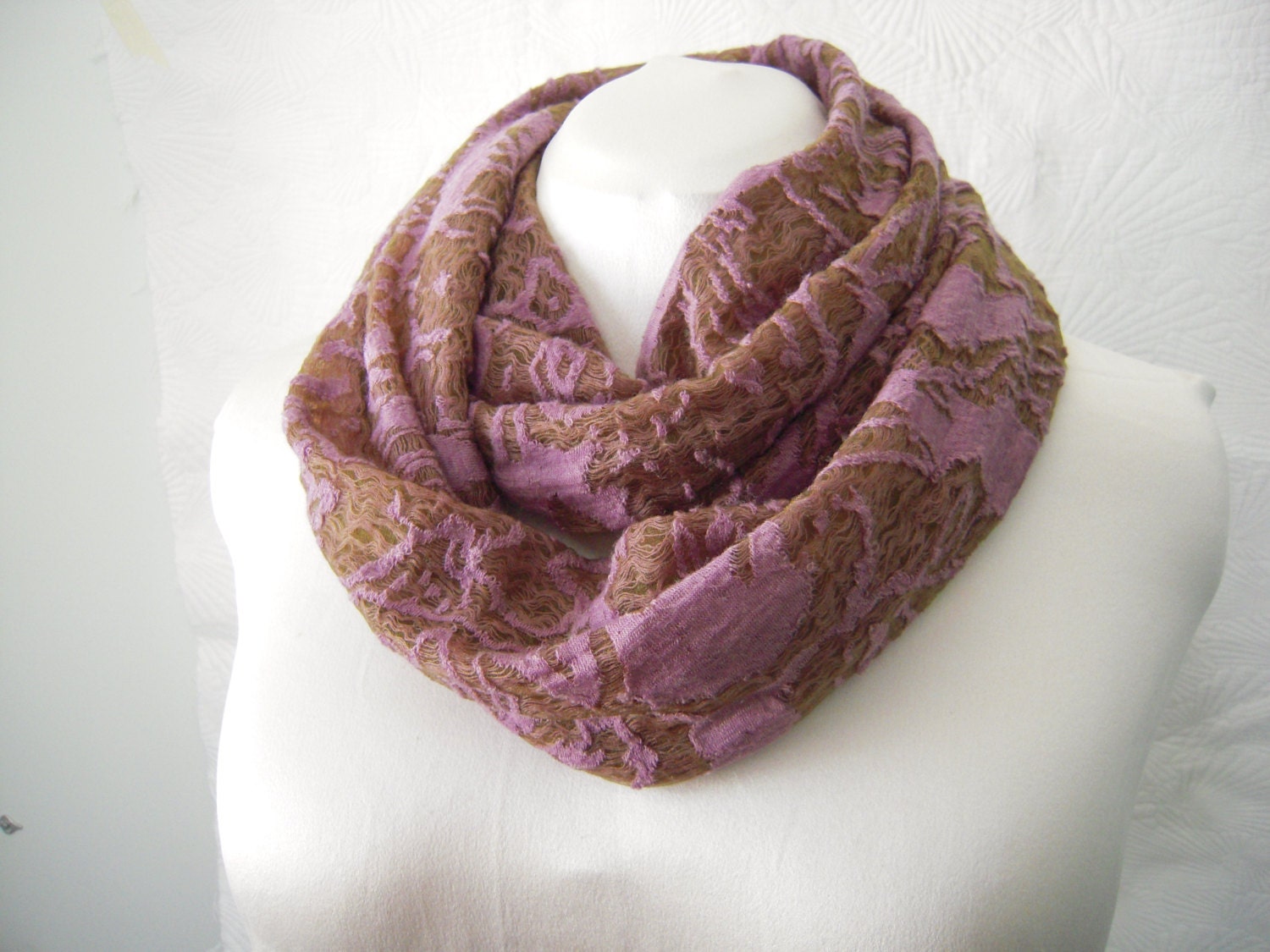 Abstract Weave Knit Infinity Scarf - Circle Scarf - Tube Scarf