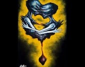 Print 11x17" - Still hanging by a thread - Dark Art Blood Horror Love Monster Creature Zombie Alien Sci Fi Gothic Fantasy Android Surreal