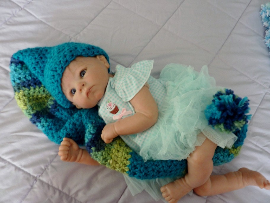 For Baby - Long Tail Hat - Baby Elf Hat - Hand Crocheted - So Cute