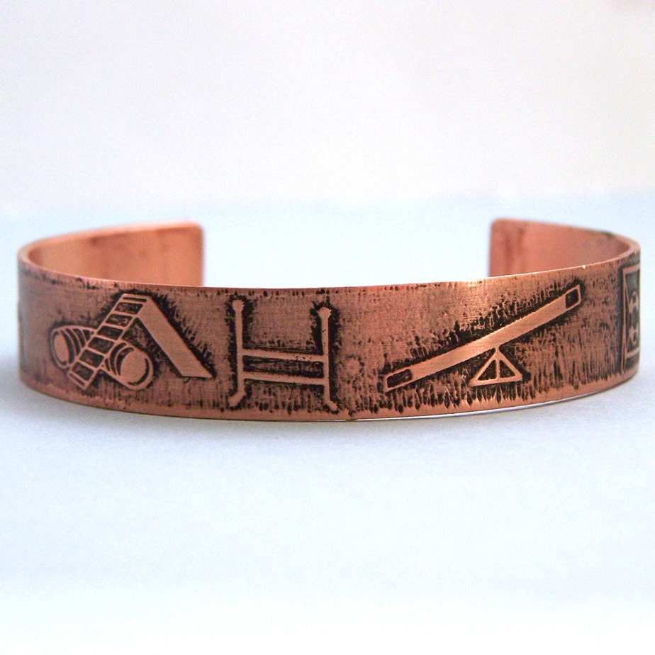 Agility Etched Copper Cuff Bracelet