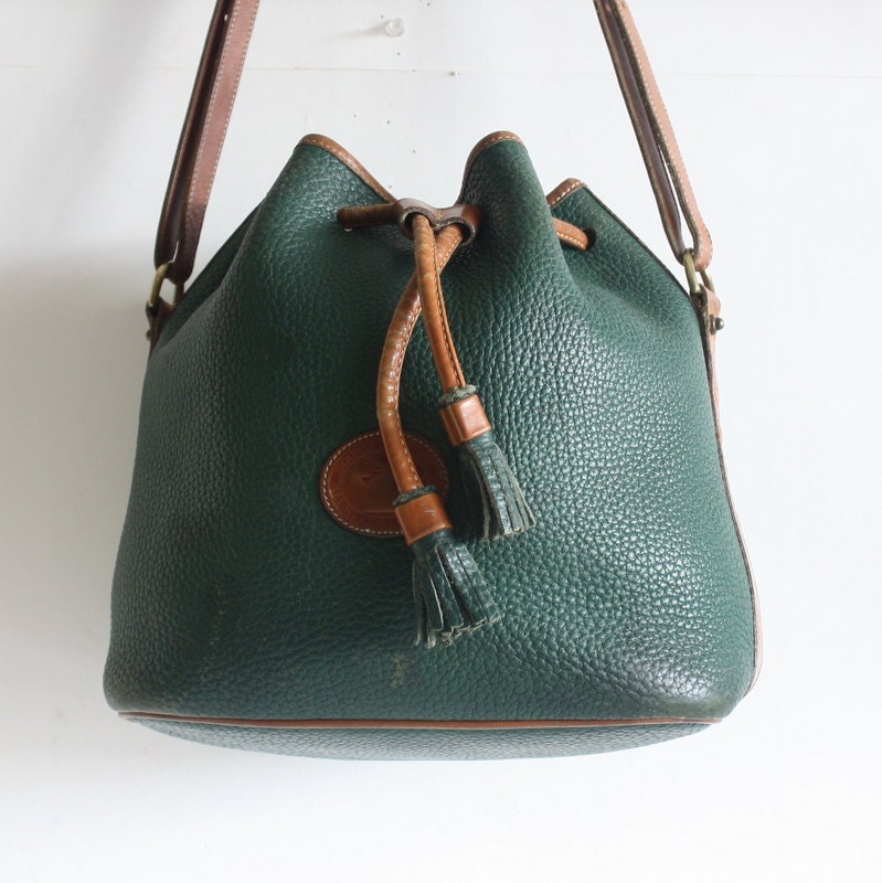Vintage Dooney Bourke Green Draw String Shoulder Bag
