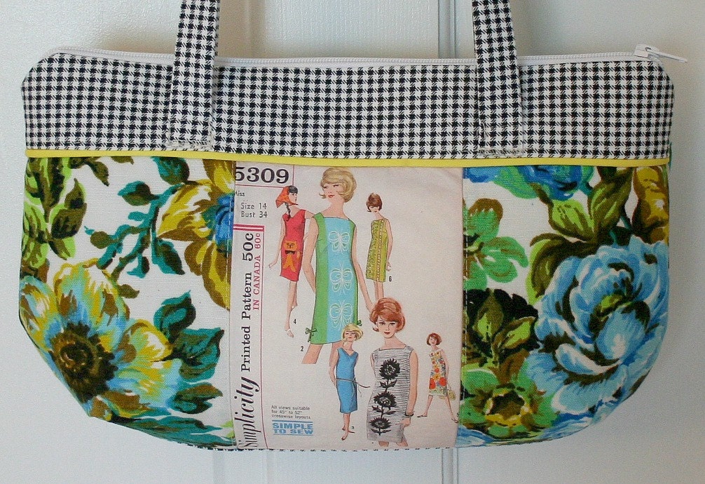 Vintage Sewing Pattern Mod Tote Bag Purse FREE SHIP