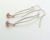 Pink Sapphire Gemstone Earrings  Sapphire Jewelry Sterling Silver Natural Stone Drop Earrings