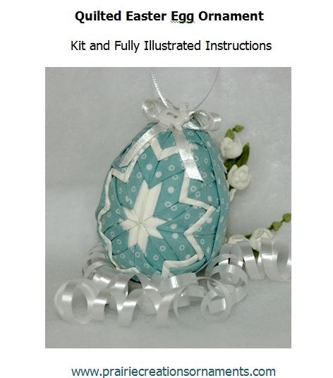 Quilted Ornament White Bunny Easter Egg Pattern and Kit to Make Your Own