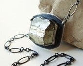 Faceted Pyrite Necklace, Golden Modern Random Irregular Facet Gold Pyrite pendant