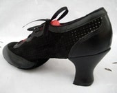 REDUCED Vintage Capezio 1920s Style Black Leather and Suede Dance Shoes Small