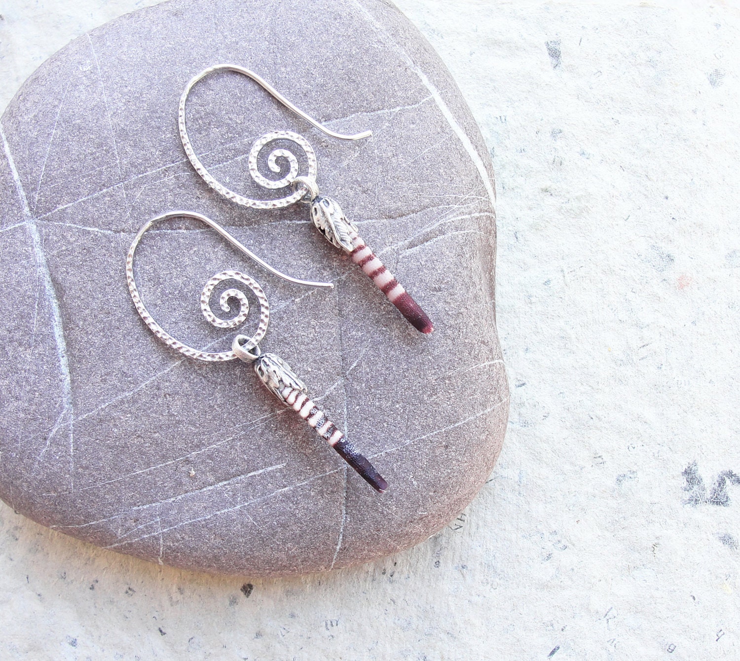 Sea Urchin Spine Earrings Striped Sea Urchin Spines Earrings