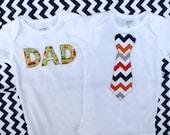 FAST SHIP Baby loves Daddy Set of 2 includes car DAD and Chevron Tie Onesie Bodysuit father day