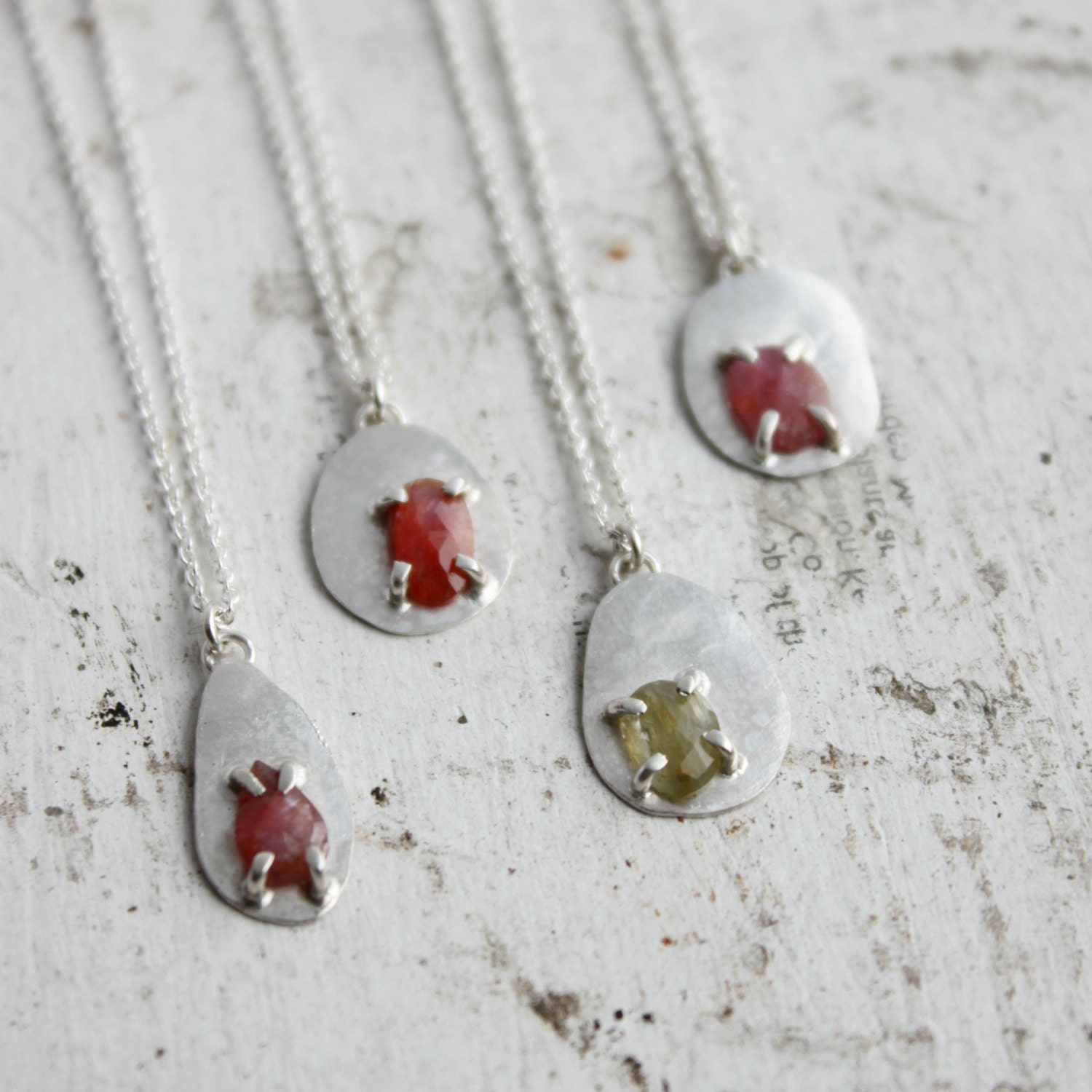 Dew Droplet Necklace sterling silver and rose cut sapphire charm necklace