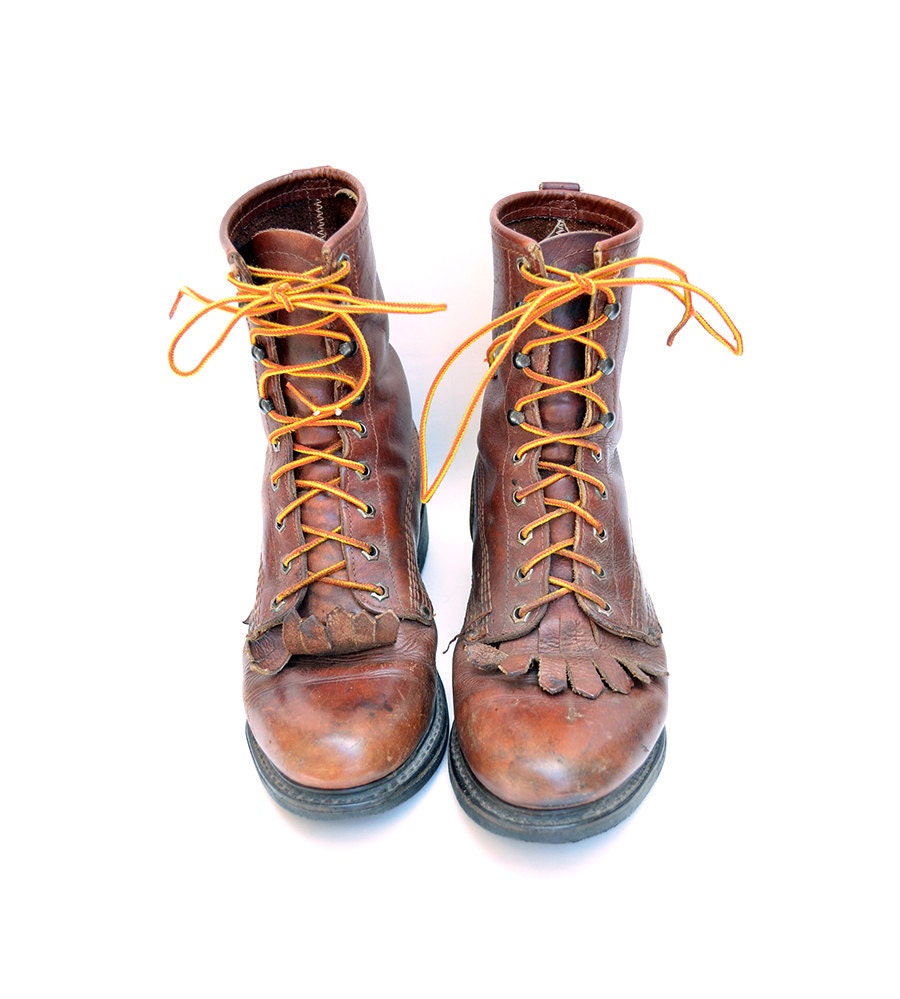 size 10 MENS vintage brown leather work boots