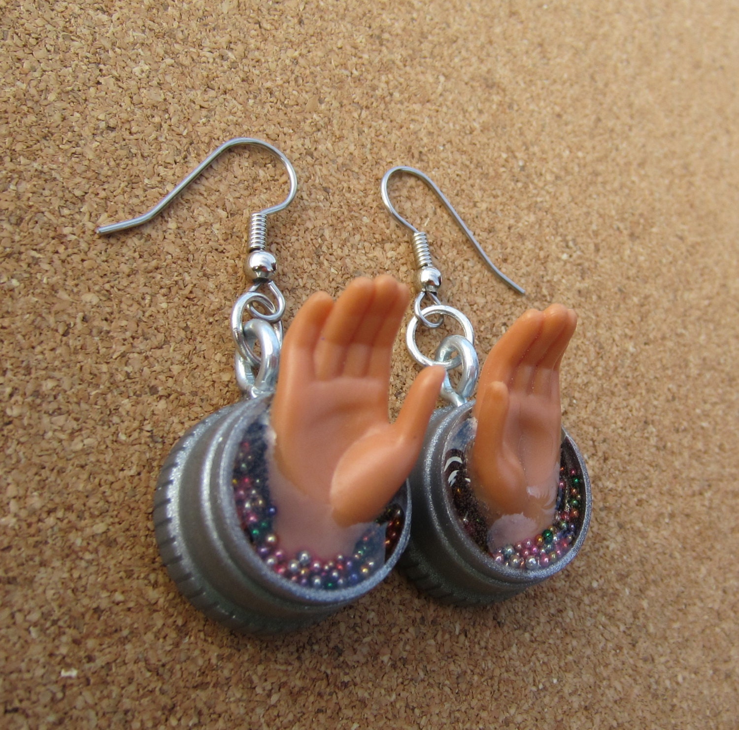 Upcycled Barbie Doll Hands - silver caps