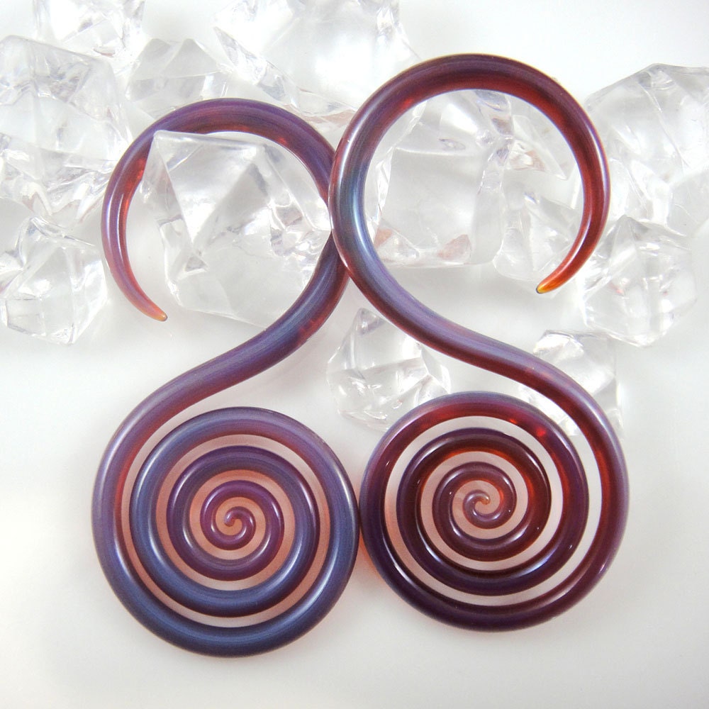 8G - Peacock Amber - Spiral Hoops