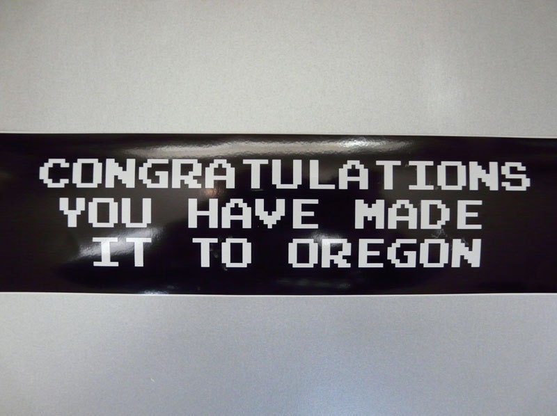congratulations you made it to oregon - oregon trail vinyl bumper sticker