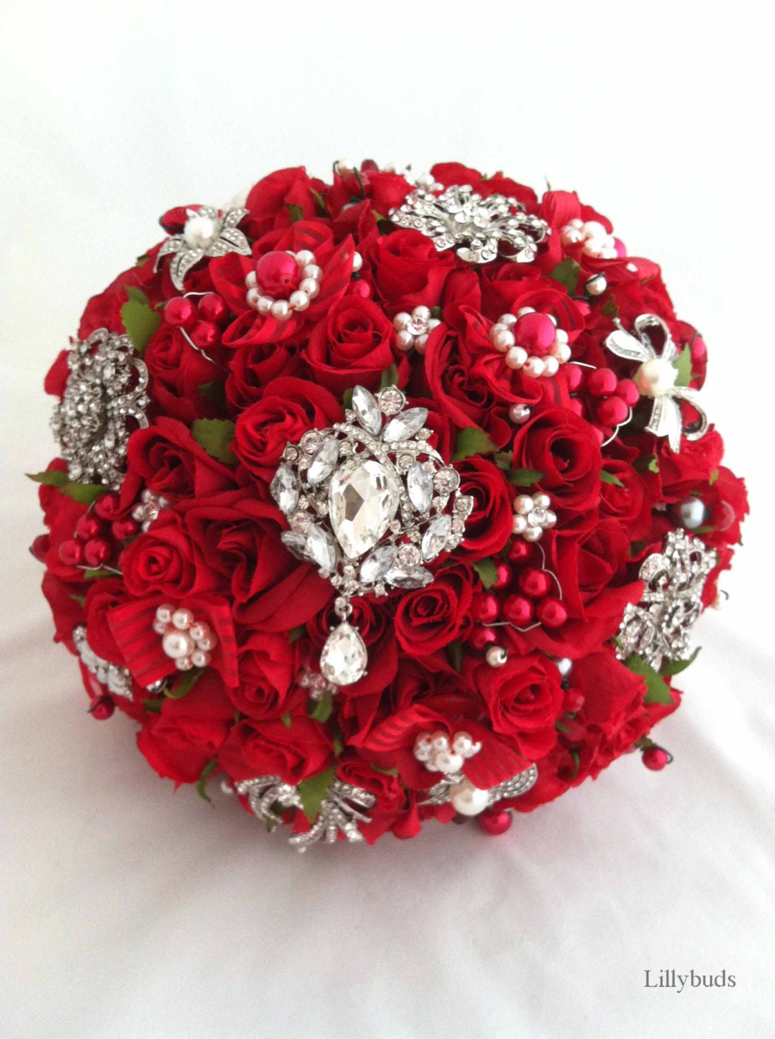The Victoria Red Rose Artificial Bouquet and Clutch Purse