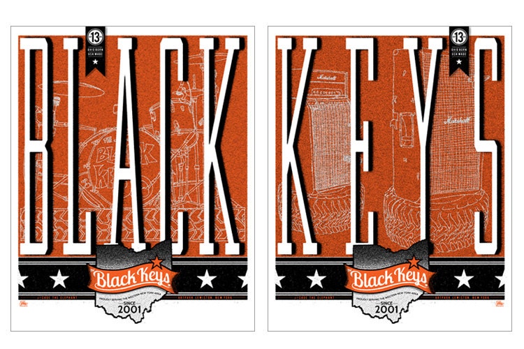 SALE - Sold Out Black Keys Gig Poster Set - VERY RARE - Limited Availability - Hero Design Studio