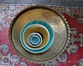 Cerulean Blue Hive Serving Platter - Porcelain Dining Centerpiece Entertaining Decor
