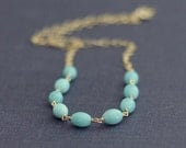 Amazonite Necklace, Natural Stone, 14K Gold Filled