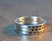 skinny ring set of 3 - sterling silver and vertical letters