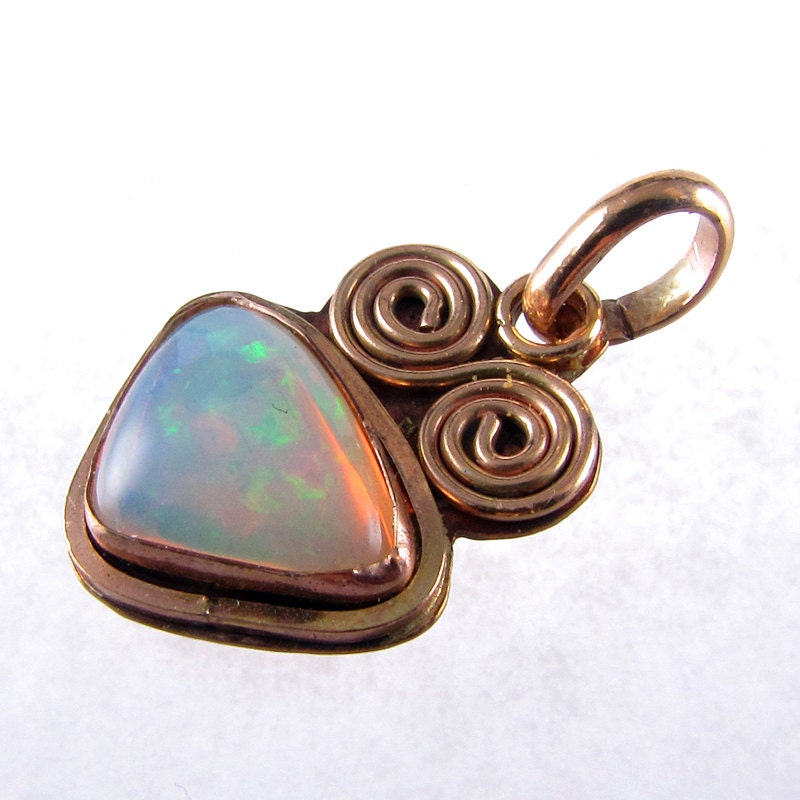 Ethiopian Opal - 14K Gold Filled Spirals Pendant Necklace