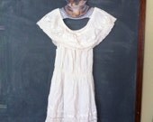 Vintage White Lace & Ruffle Dress - Size M/L