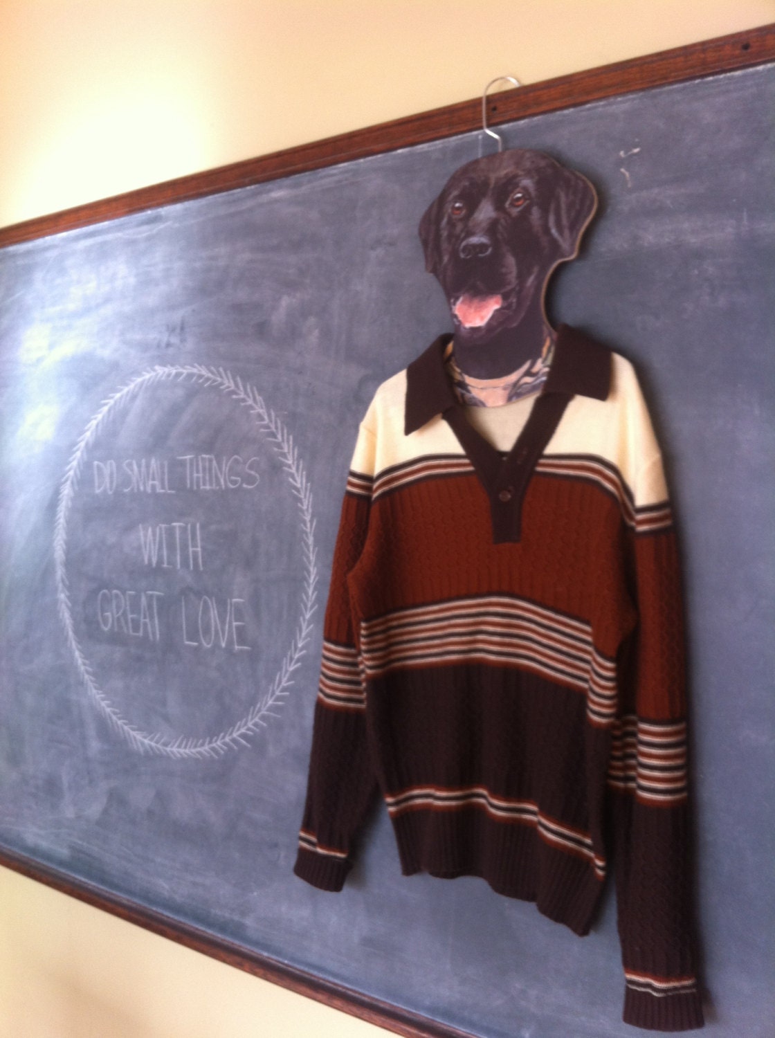 Vintage Mens Brown & White Striped Sweater - Size M