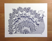 Fancy Peacock- Letterpress Art Print