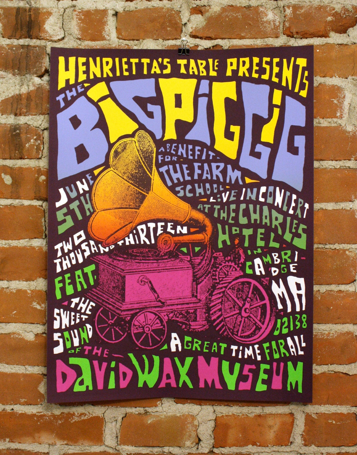 The Big Pig Gig 2013- David Wax Museum- Hand-Printed Poster