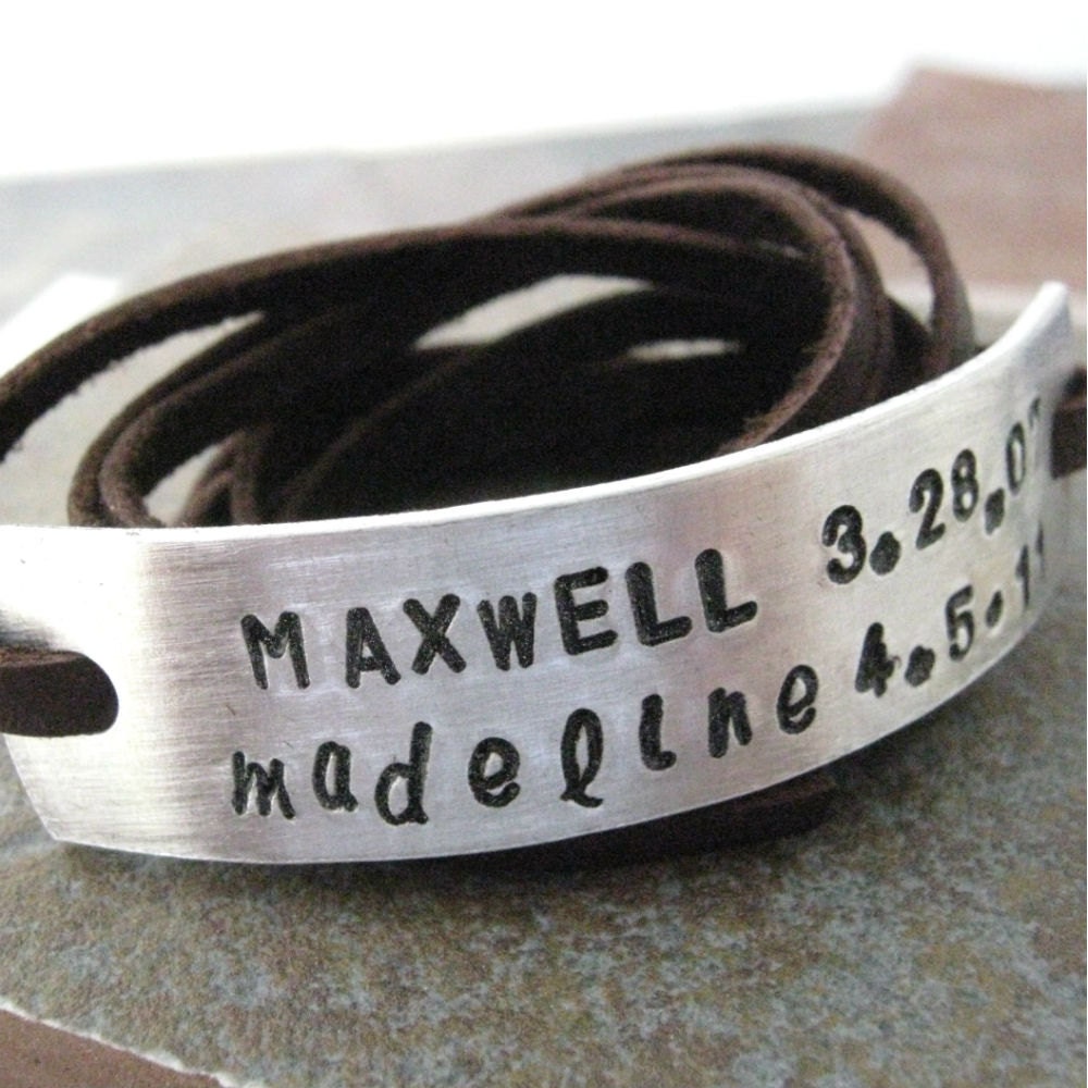Personalized Mother's Bracelet, choose leather wrap, text, symbols, and font, mothers day gift