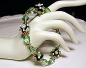 Copper Peridot Crystal and Lampwork Glass Bracelet - ENCHANTMENT