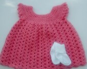 Pink Baby Dress Girl Pinafore Socks Handmade Infant 0-3 Months