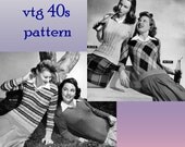 Sweater Girls WW2 Vneck PDF knitting pattern OOP 1944 Swing Era Starlet Pinup