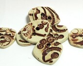 Handmade Ceramic Stoneware Buttons - Steampunk Blood Red