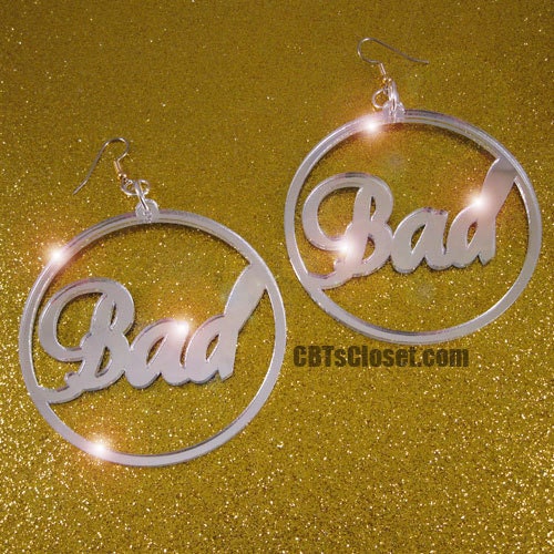 Silver Large Bad Hoop laser cut earrings
