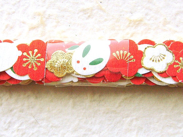 Plum Blossom Stickers Japanese Washi Paper Sticker Tape Snow Rabbits