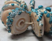 Verdigris Handmade Organic Lampwork Glass Disc Bead Set